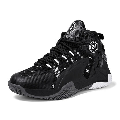 Trendy Breathable Basketball Shoes for Teen Young Outdoor Running Sneaker Black Children's Boy Casual Sport Walking Shoes