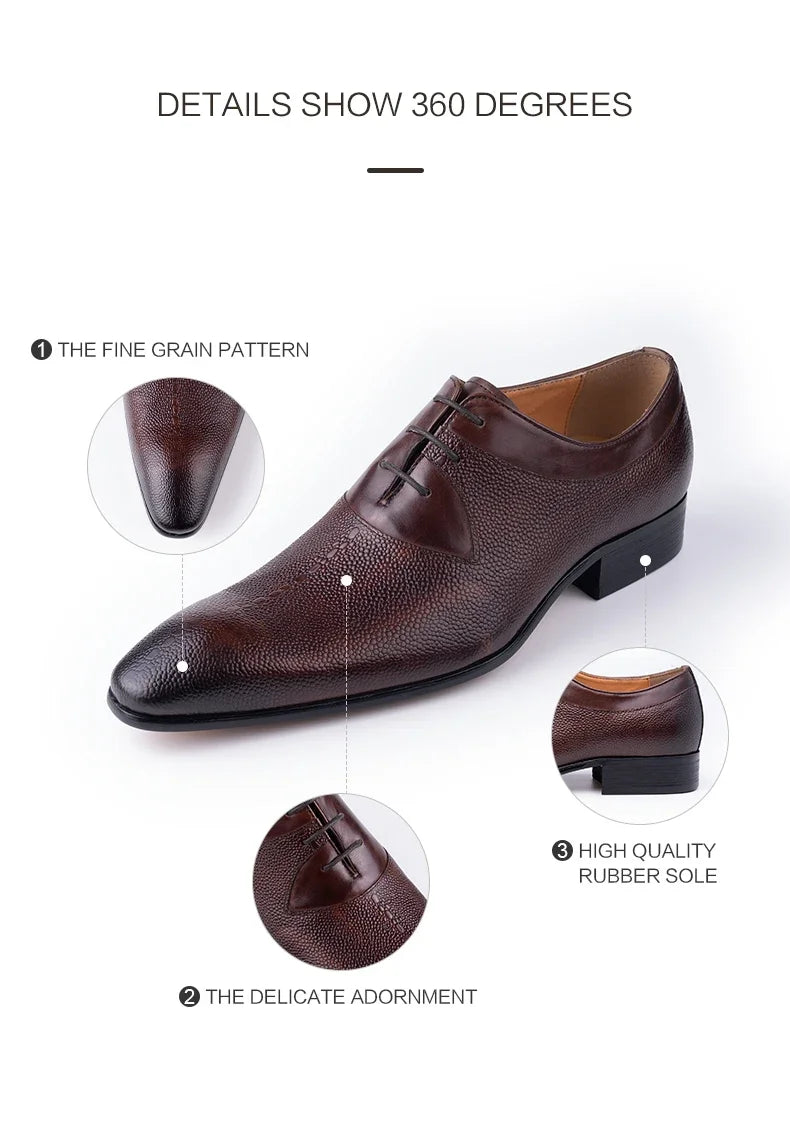 Luxury Men Oxford Shoes High Quality Classic Style Dress Leather Shoes Lace Up Pointed Toe Formal Business Wedding Shoes
