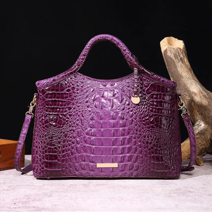 crocodile pattern colorful solid color high-end retro women's handbag