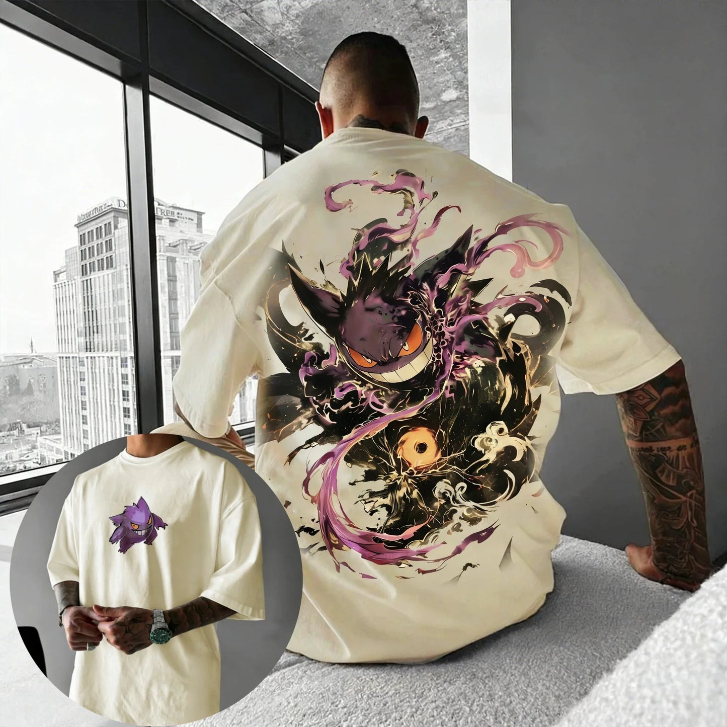 Anime Pikachu Gengar Printed T-shirt Summer Men's and Women's T-shirt Trendy Loose Y2K Short Sleeve 2026 New Streetwear