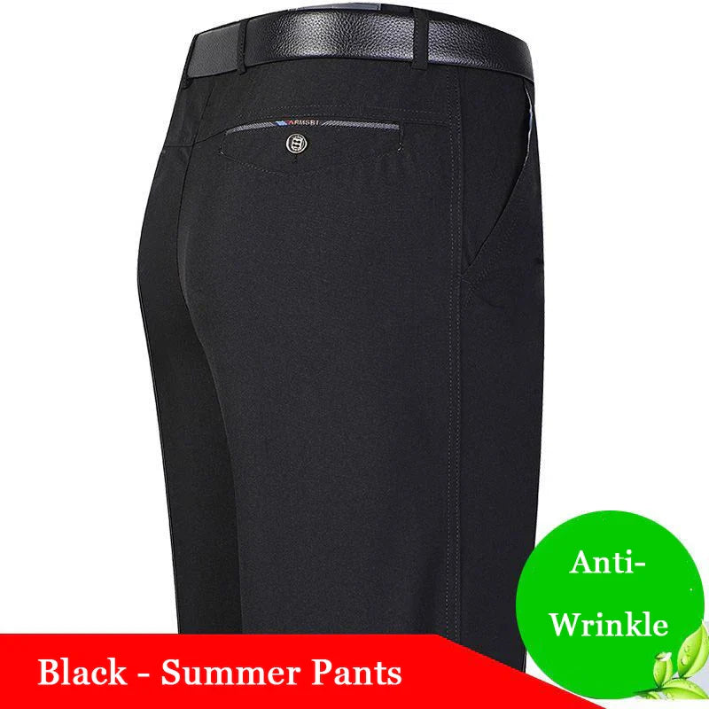 Mens Summer Autumn Grey Dress Pants Formal Business Classic Suit Pants Casual Dress Suit Office Work Slim Fit Male Trousers