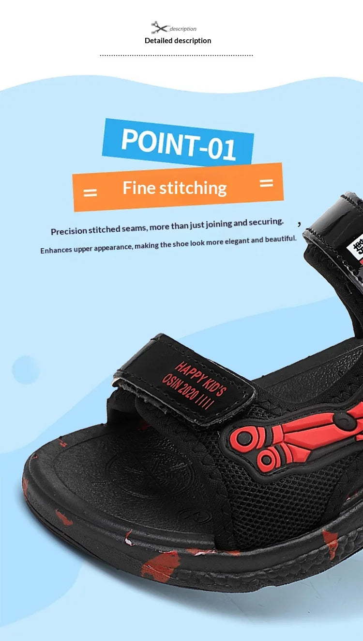 A pair of children's summer open-toe sports sandals, soft and comfortable mech-style flat shoes, sizes 28-40，WK-TX188