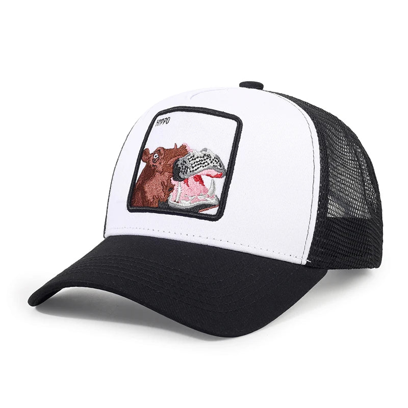 Animal Embroidery Color Block Cartoon Baseball Hats New Men Women Mesh Sunshade Casual Breathable Fashion Versatile Trucker Caps