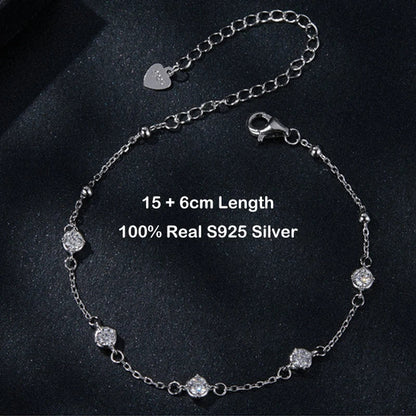Round Bezel 0.87cttw Full D Color Moissanite Diamond Bracelet For Women 925 Silver GRA Certified 19cm Link Bracelets Gift