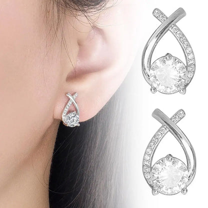 Vintage Cross Stud Earrings For Women Girls Korean Style Elegant Crystal Jewelry Ear Rings Fishtail Lady Earrings Gift