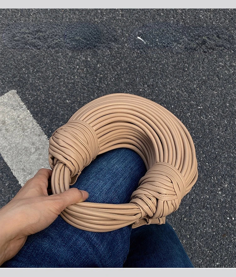 Handbags for Women 2025 New in Gold Luxury Designer Brand Handwoven Noodle Bags Rope Knotted Pulled Hobo Silver Evening Clutch