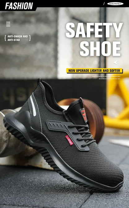 Lightweight Safety Shoes Men Steel Toe Sneakers Puncture Proof Breathable Safety Boots Man Dangerous Construction Work Foorwear