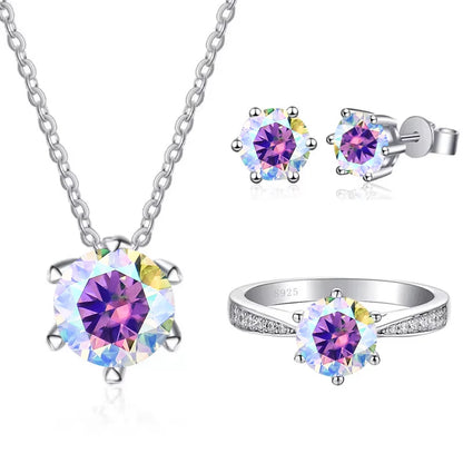 Moissanite Jewelry Set With 1CT D Color VVS 3EX moissanite stone pass diamond test Wedding Luxury Fine Jewelry gift