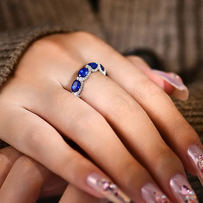 Sapphire Sparkling Ring Oval Cut Design 925 Sterling Silver for Women Men Wedding Elegant Party Jewelry Gifts Hot Sale