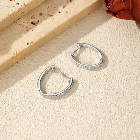 D Color Moissanite 925 Sterling Silver Geometric Stackable Fashion Thin Hoop Earring For Women Dating Fine Jewelry