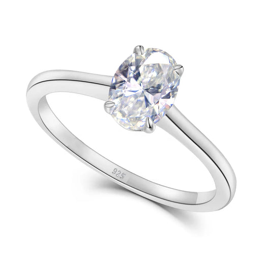 Certified Oval Moissanite Ring 1 Carat 5*7mm Brilliant Stone Solid Sterling Silver 925 Wedding Jewelry For Woman Gift