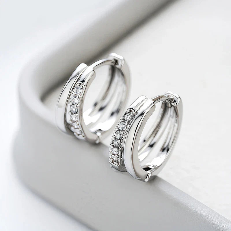 D Vvs1 Excellent Cut Moissanite Hoop Earrings for Women 18k Plated Wedding Anniversary Jewelry S925 Pure Silver Gifts