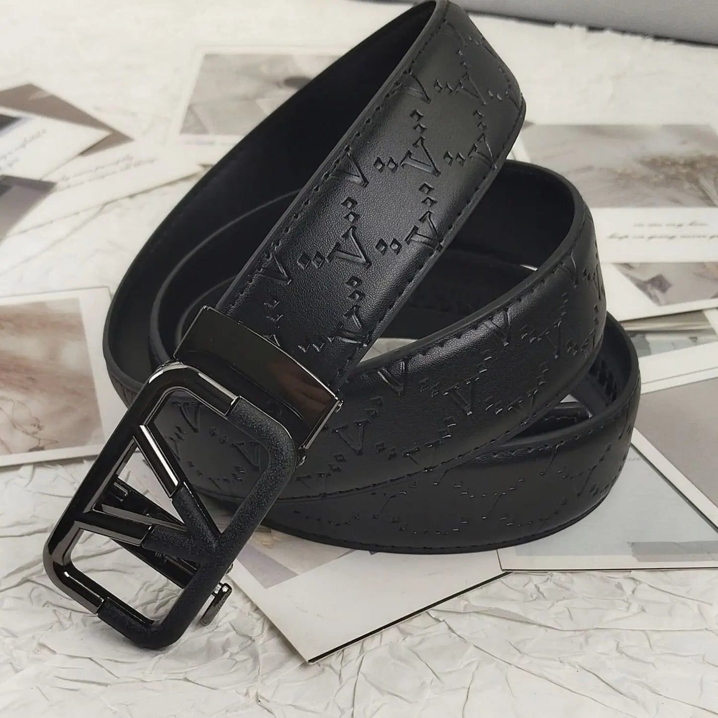 2026 Luxury Designer Belt for Men – Letter Pattern, High-Quality Leather, Metal Buckle, Business & Casual Wear