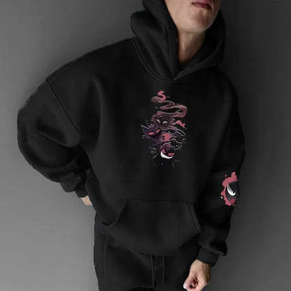 Anime Halloween Gengar Double Printed Hoodie for Men and Women, Autumn/Winter  Harajuku Large Size Casual Trend Sweater