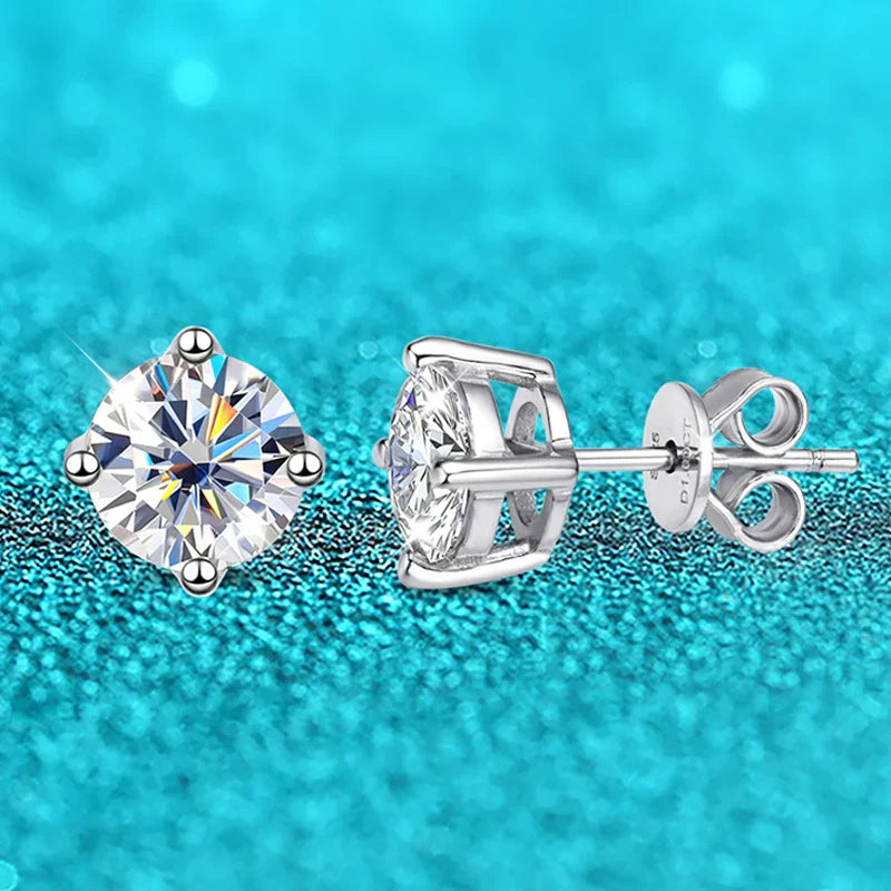 0.1-3CT Test Passed Moissanite Studs Earrings for Men Women S925 Silver Platinum Plated Bride Wedding Lab Diamond Studs