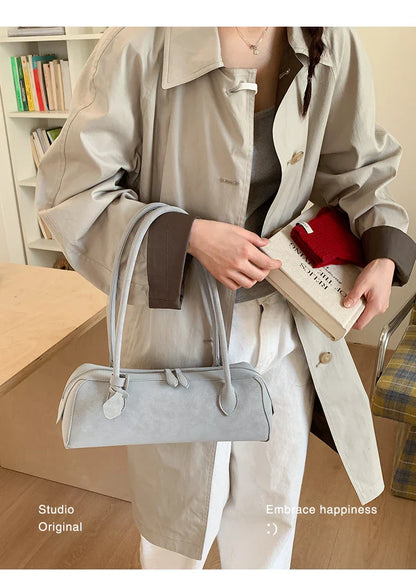 Vintage Suede Long Shoulder Bag 2026 New Women Shoulder Bag Luxury Ladies Handbag Female Commuter Shopping Underarm Bag