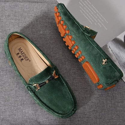 Loafers Men Casual Fashion Suede Men Shoes Lightweight Soft Genuine Leather Moccasins Slip on Driving Shoes for Men Size 48