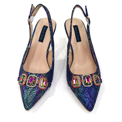 Rhinestone Pointed-Toe High Heels Shoes and Bags Set for Women Wedding and Party Elegant Luxury Fashion in Wine Color