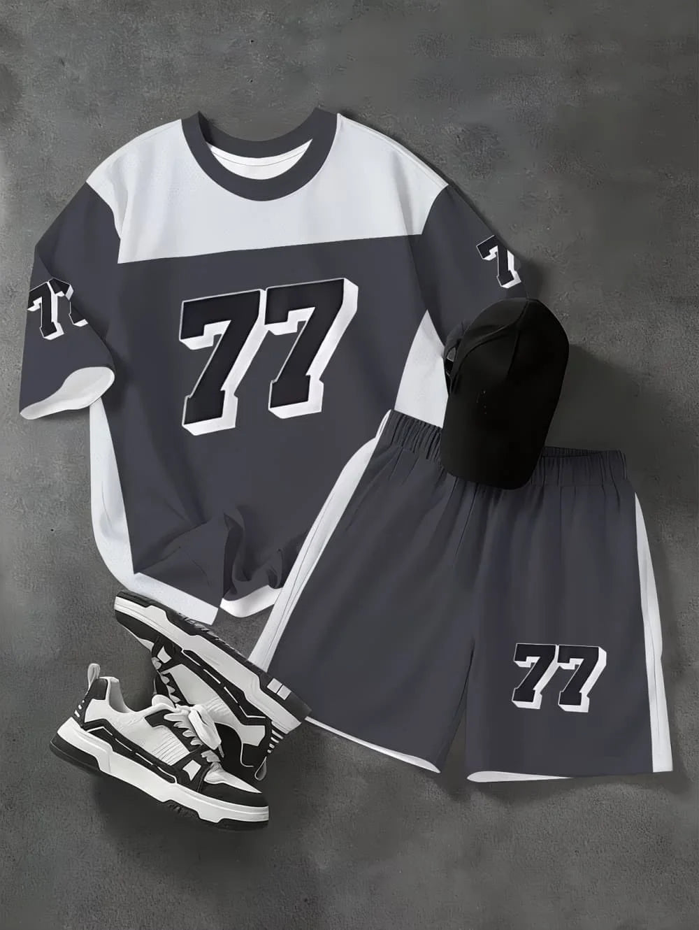 Fashiona Number Digital Printed Jersey Boy Short Sleeve Loose Fit Shorts and T-Shirt Set Sporty Outdoor Quick Drying 2pc Boy Set