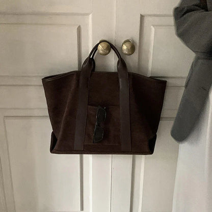 Vintage Suede Large Capacity Handbag Simple All-match Fashion Tote Bags Design Casual Top Handle Shoulder Bag For Women