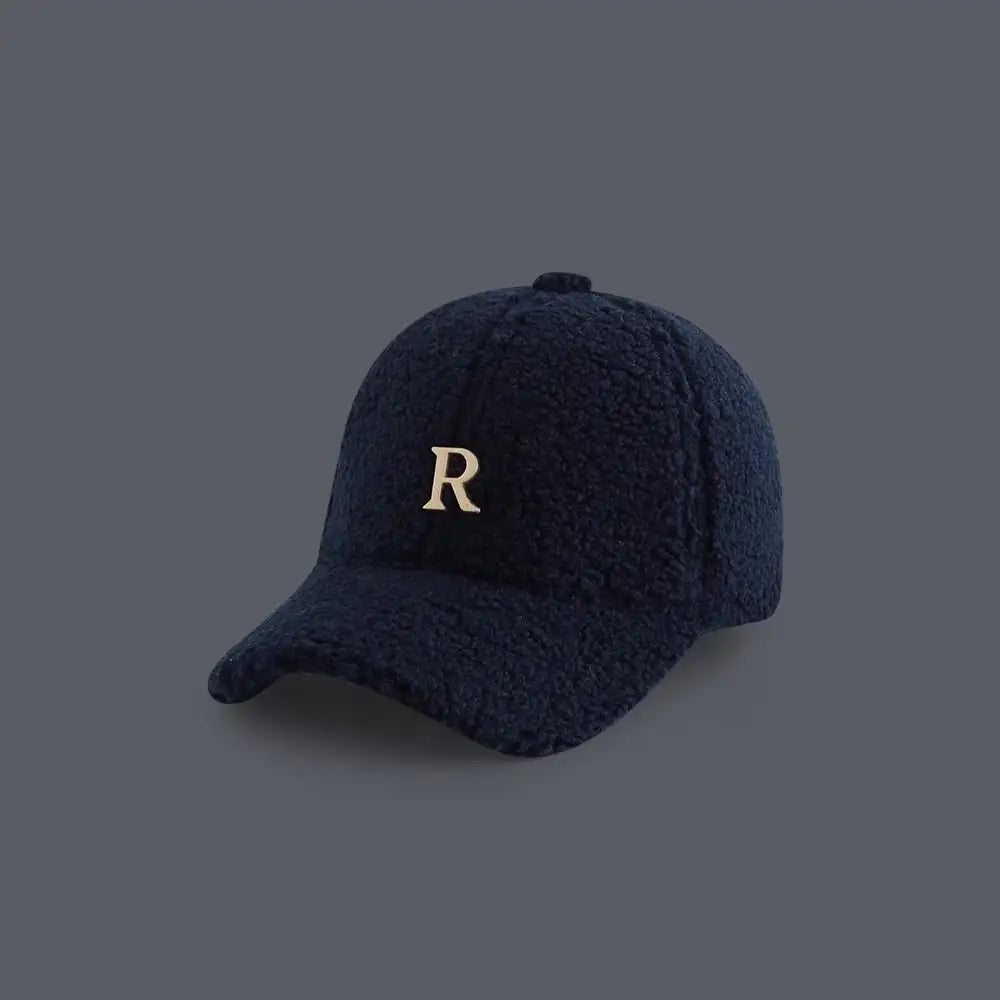 Baseball Cap Winter Hats For Women Men Unisex Letter Metal Logo Imitation Cashmere Keep Warm Simple Casual Winter Cap New Velvet