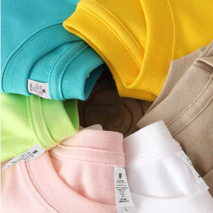 Summer 100% Cotton Women's T-shirt Bottoming Basic Fashionable Solid Lady Short Sleeve Loose Tops Shirts 230g/㎡ Tops