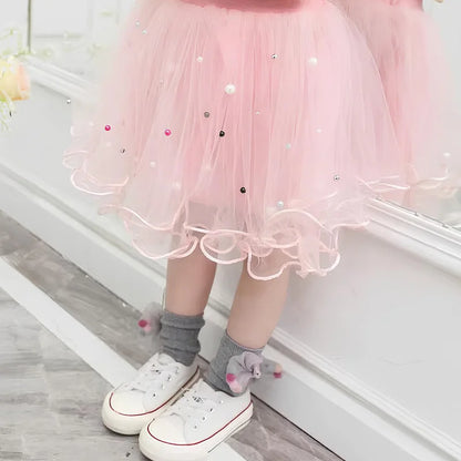 2Pcs/Set Girl Dress Kid Birthday Clothes Party Princess Dress Cartoon T-shirt+Tutu Skirt Summer Evening Christmas Gift