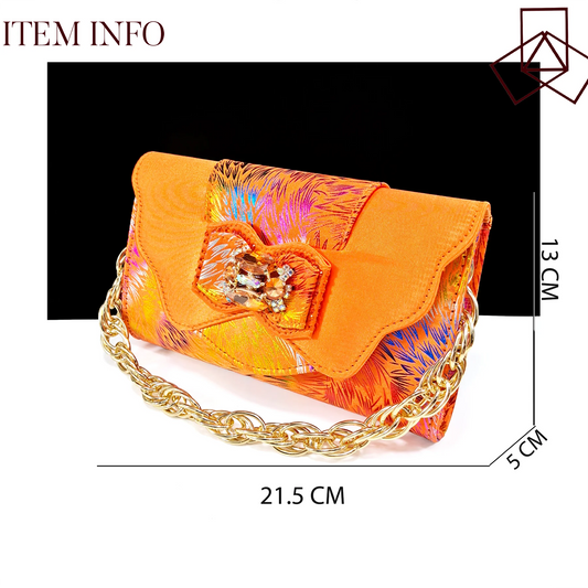 Italian Design Color Matching Rhinestone Comfortable High Heel Shoes And Bag Fashion Style Pointed-Toe Shoes For Women