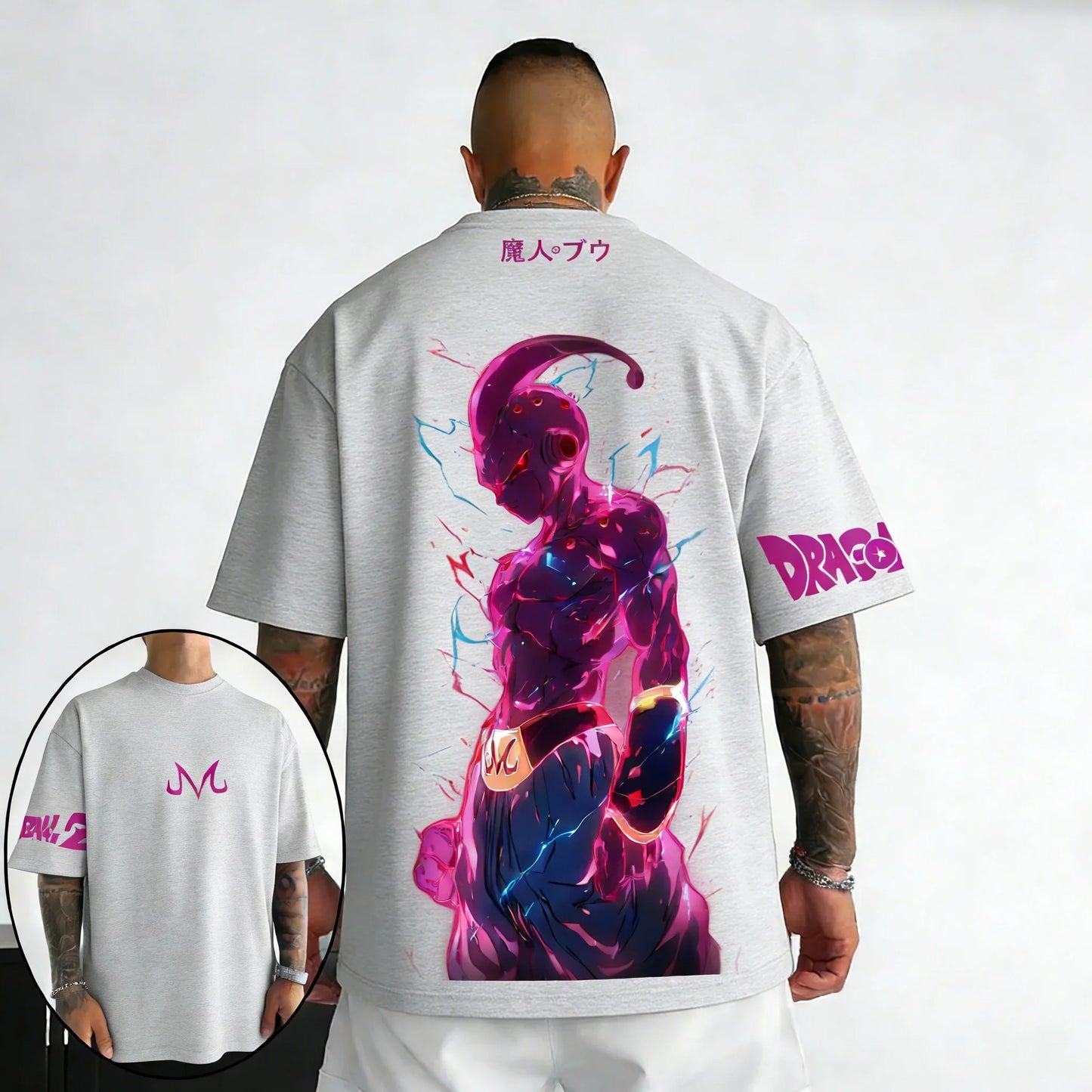 T-shirt Summer New Majin Buu Creative Printed Men's Harajuku Large Loose Casual Parent Child Top