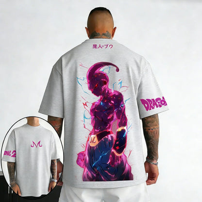 T-shirt Summer New Majin Buu Creative Printed Men's Harajuku Large Loose Casual Parent Child Top