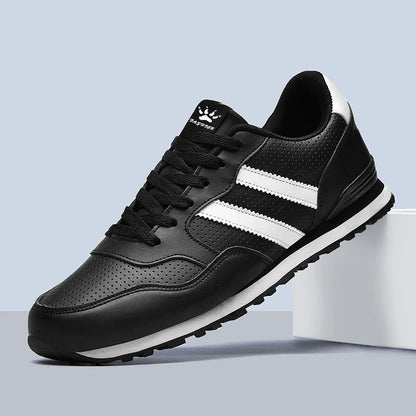High Quality Men's Vulcanized Sneakers Leather Casual Shoes Breathable Mesh Men Tennis Shoes Male Flat Shoe Zapatillas Hombre