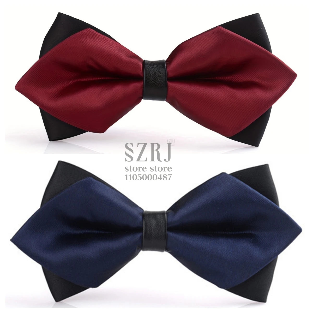 Men's 5-Piece Business Suit Set: Jacket+Vest+Pants+2 Bow Ties (Red+Blue).Premium, Tailored， For Parties, Weddings, Business.