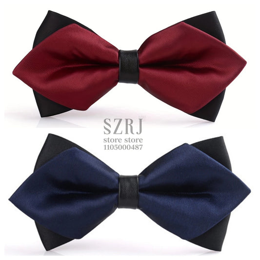 Men's 5-Piece Business Suit Set: Jacket+Vest+Pants+2 Bow Ties (Red+Blue).Premium, Tailored， For Parties, Weddings, Business.