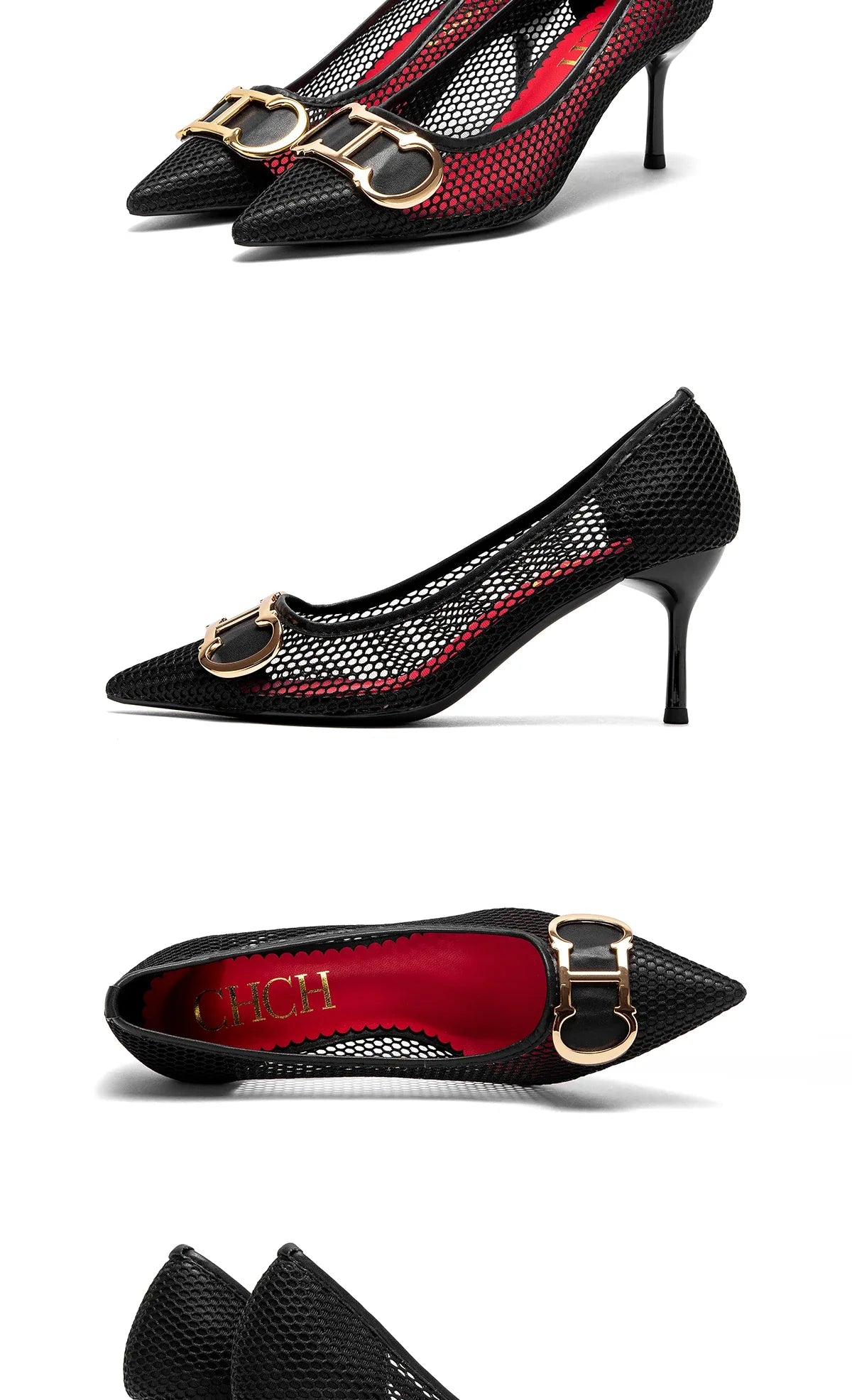 Women's High Heels 2025 Spring New Hollow Business Women's Shoes 7cm Red Evening Shoes