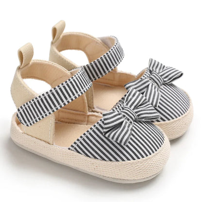 Summer Girl Baby Casual Sandals Soft Sole Comfortable Lightweight Walking Shoes Bow Canvas Baby Shoes