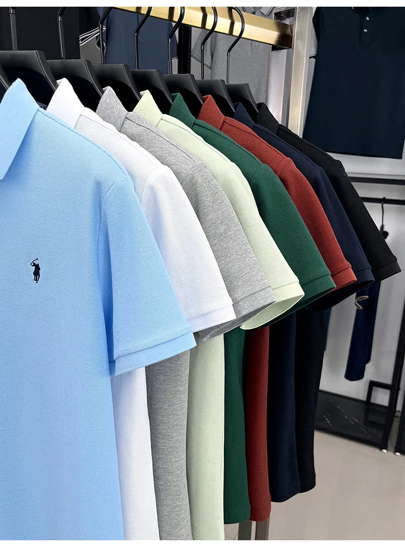 High end brand 100% cotton short sleeve polo shirt men luxur pony embroidery comfort breathable fashion T-shirt summer new top