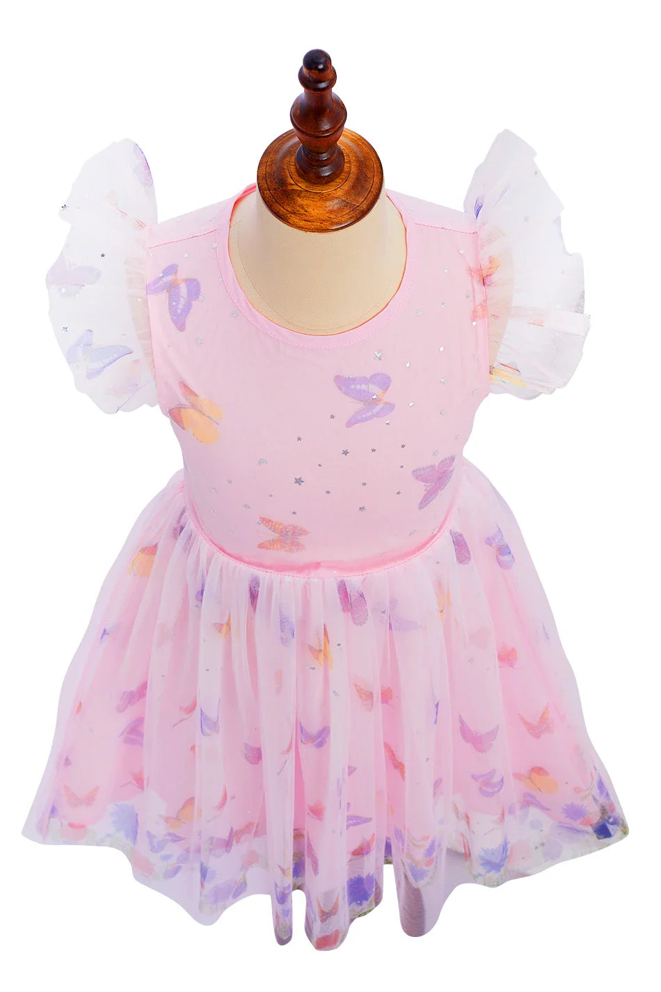 2026 Baby Girl Summer Dresses Kids Pink Butterfly Printed Princess Dress Children Birthday Party Dress Up Girls Fashion Clothes
