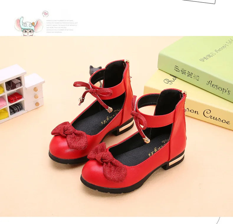 2026 Shiny Bow Stage Elegant Comfortable Catwalk Fashion Spring/summer Students Baby Girls Princess Shoes Cute Kids Sandals