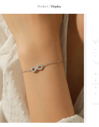 D Color Moissanite Lab Created Diamond Bracelet 925 Sterling Silver Romantic Exquisite Infinity Love For Women Jewelry