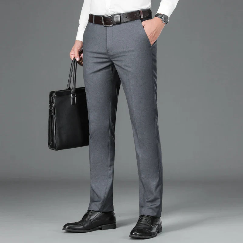Spring Summer Suit Pants Men Smart Casual Solid Color Dress Pants Classic Straight Fashion Office Suit Trousers Mens Clothing