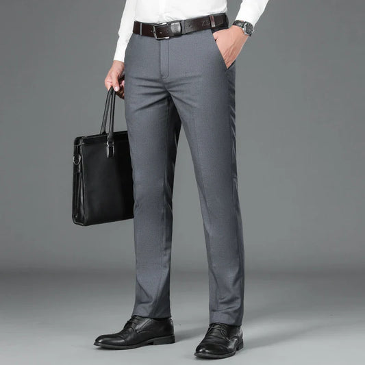 Spring Summer Suit Pants Men Smart Casual Solid Color Dress Pants Classic Straight Fashion Office Suit Trousers Mens Clothing