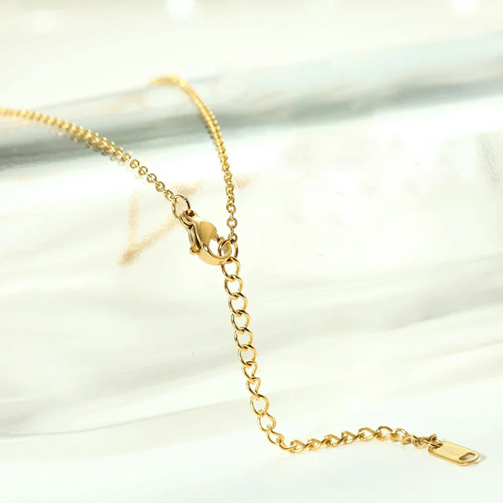 stainless steel Initial Necklace Gold  Color Cut Letters Single Name Choker Necklace For Women Pendant Jewelry Gift dropshipping