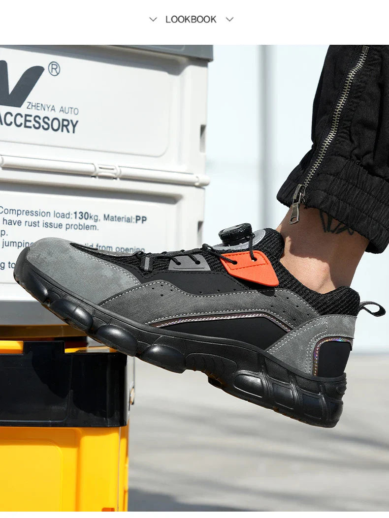 Rotary Buckle New Work Sneakers Lightweight Protective Shoes Safety Industrial Puncture-Proof Anti-smash Men Steel Toe Shoes