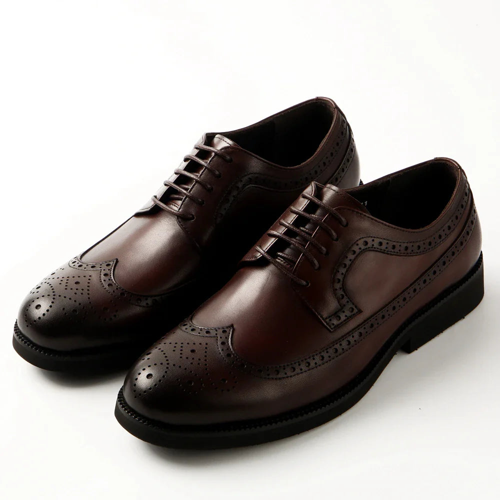 Vintage Brogue Derby Shoes Full Grain Leather Business Party Dress Shoes for Men