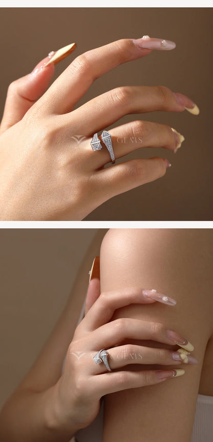 Double Snake S925 Silver Moissanite Rings Women Men Lab Diamond Adjustable Ring 18KGold Plated Luxury Jewelry for Party