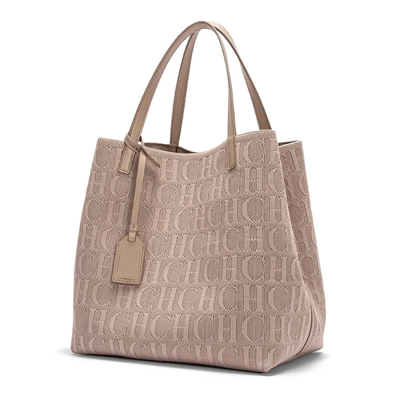 Tote Bag New Large Capacity Black Simple Knitted Shopping Bag 27*20*28cm