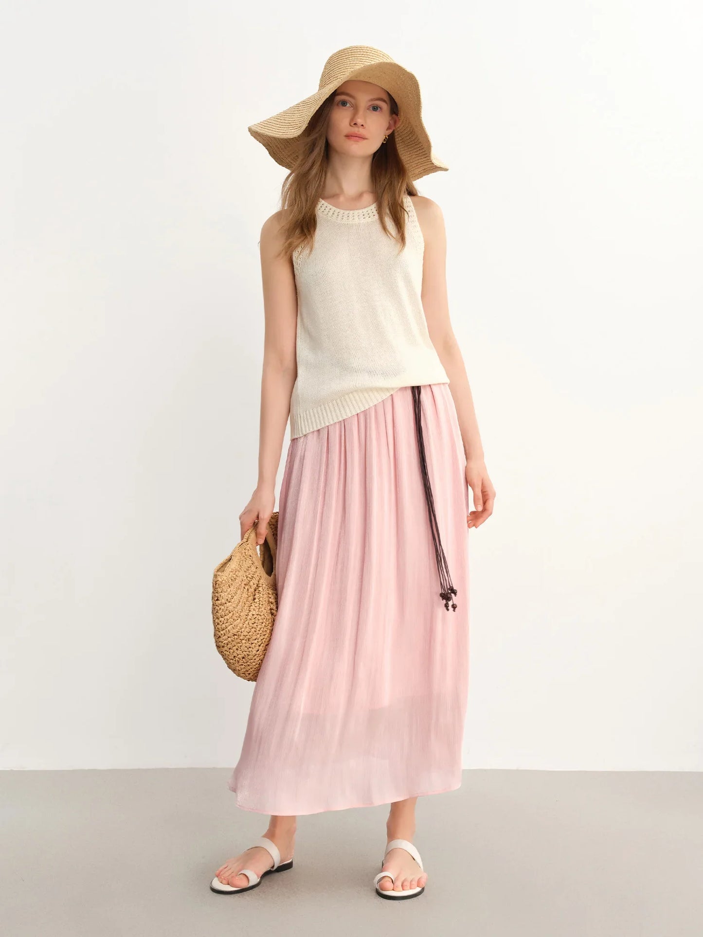 Plus-Size Women's Lightweight Flowing A-Line Skirt - 2025 Summer New Fashionable Commute Long Dress 25DS82792