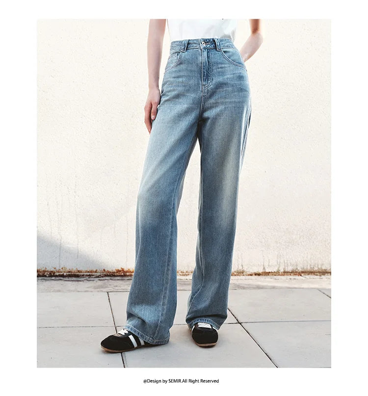 Semir Jeans Women Cool Feeling Wide Leg 2025 New Summer Leg-Lengthening Floor-Length Pants Trendy for Fashionable Style