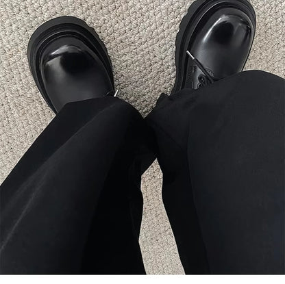 Original niche polished formal leather shoes new high-end feel thick sole with 7CM height increase big head casual shoes