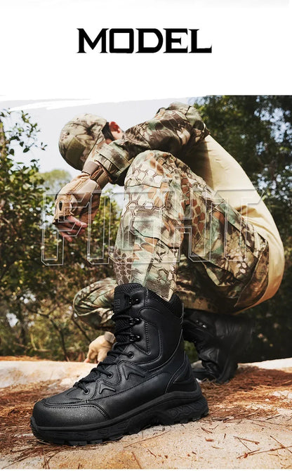 Fashion Men Boots Desert Tactical Boots Mens High Top Outdoor Hiking Shoes Waterproof Ankle Work Safty Sneakers